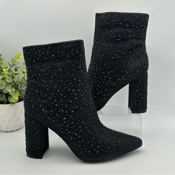 Lauren Lorraine Shoes - Lauren Lorraine Women's Black Crystal Embellished Pointed Toe Boots Size 9.5